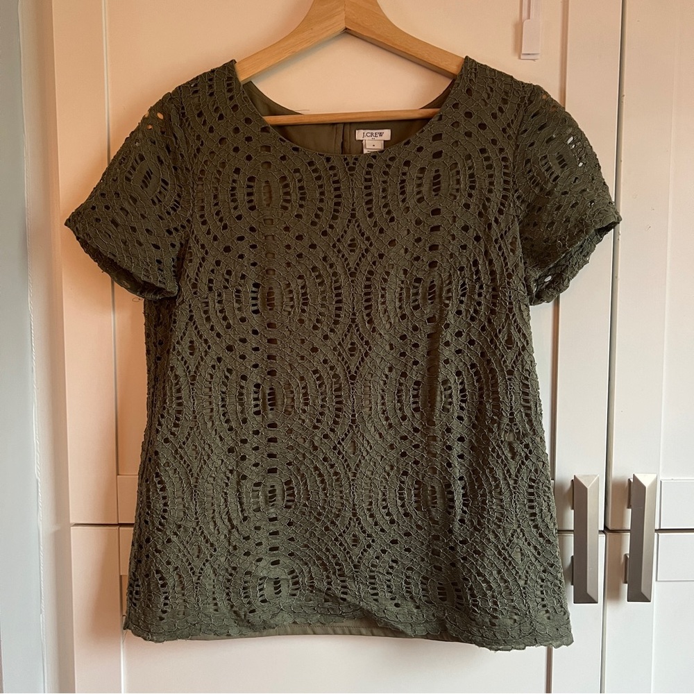 J Crew Lace Scallop Hem Blouse Size 8